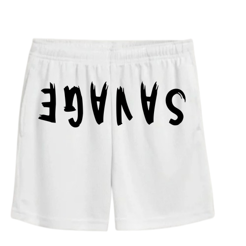 Black Savage Shorts Text Upside Down