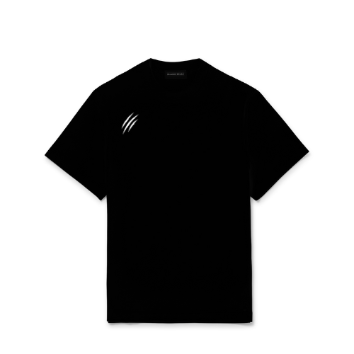 Black t-shirt with a small Savage logo